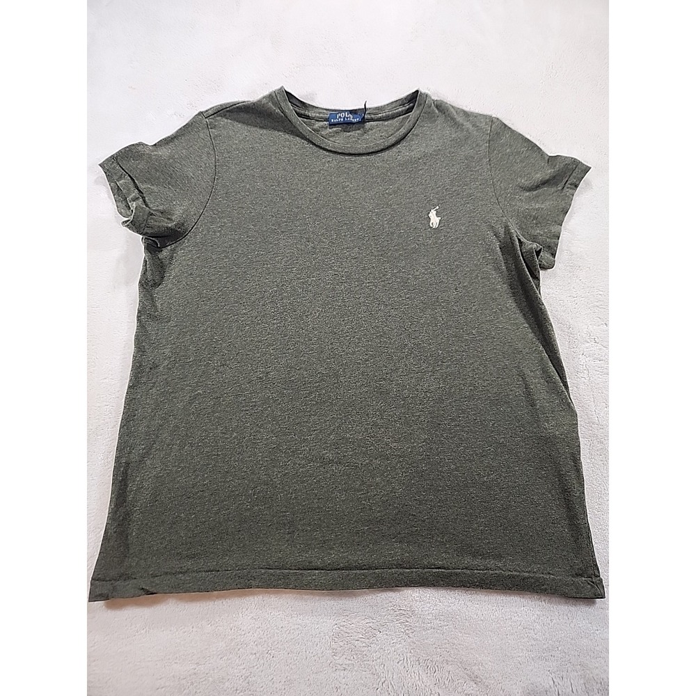 Polo Ralph Lauren Army Green T-shirt With Cream Pony Size Large Yellow Tag